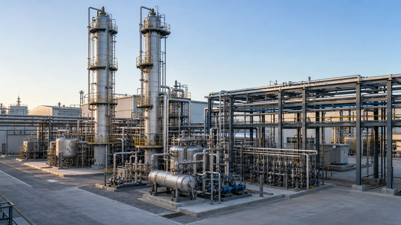 Modern continuous chemical process plant