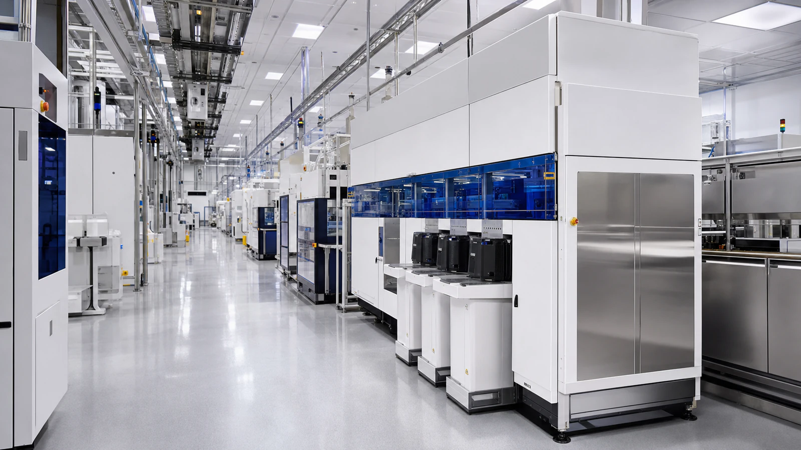 Automated semiconductor wafer fabrication cleanroom